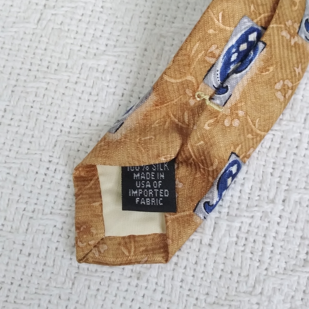 Jos. A. Bank Blue Paisley Golden Floral Neck Tie - Picture 4 of 4